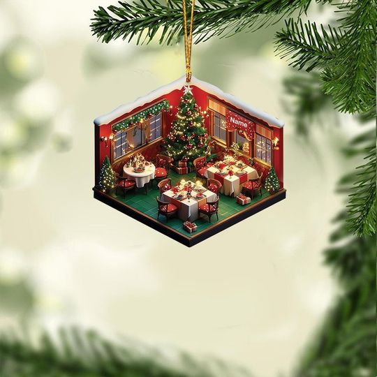 Discover Restaurant Christmas Ornament, Restaurant 2D Flat Ornament, Restaurant Holiday Ornament, Cooking Ornament, Chef Ornament Gift