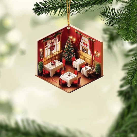Discover Restaurant Christmas Ornament, Restaurant 2D Flat Ornament, Restaurant Holiday Ornament, Cooking Ornament, Chef Ornament Gift