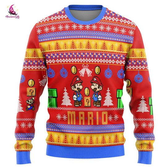 Super Mario Bros Ugly Christmas Sweater, Ugly Christmas Sweater