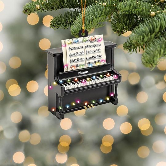 Personalized Piano Christmas Ornament, Pianist Ornament Gift, Theater Holiday Ornament, Musician Ornament Gift