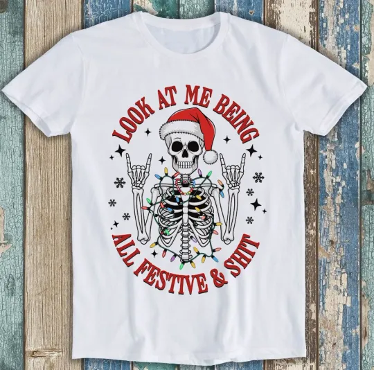 Discover Christmas Lights Skeleton Funny T-Shirt