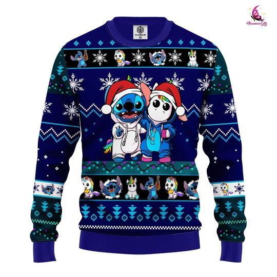 Stitch Unicorn Ugly Sweater, Merry Christmas Ugly Christmas Sweater, Stitch Sweatshirt
