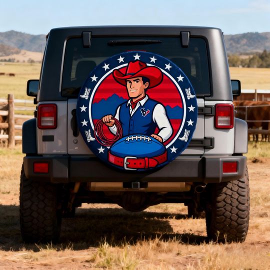 Houston Texans Football Spare Tire Cover, Football Fan Gift for Dad Husband