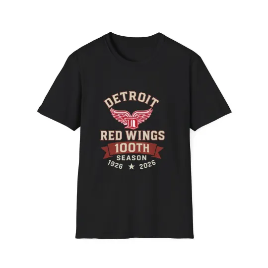 Detroit Red Wings 100th Season Unisex Softstyle T-Shirt, Hockey Fan Shirt