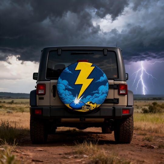 Los Angeles Chargers Football Spare Tire Cover, Football Fan Gift for Dad Husband