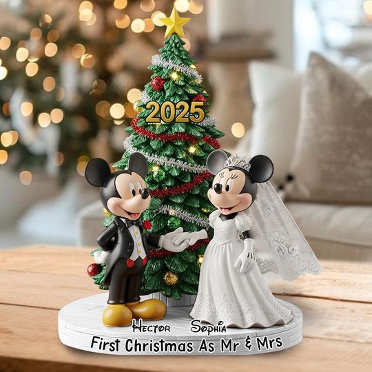 Discover Personalized Cartoon Castle Acrylic Plaque | Custom Mickey & Minnie Love Story Book Gift | Romantic Anniversary or Wedding Decor