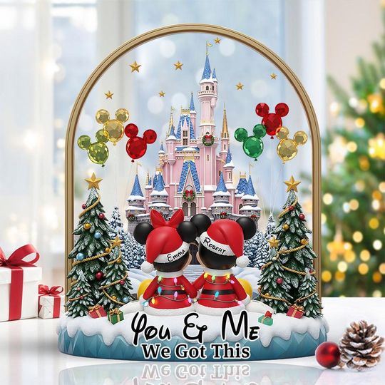 Discover Personalized Cartoon Castle Acrylic Plaque | Custom Mickey & Minnie Love Story Book Gift | Romantic Anniversary or Wedding Decor