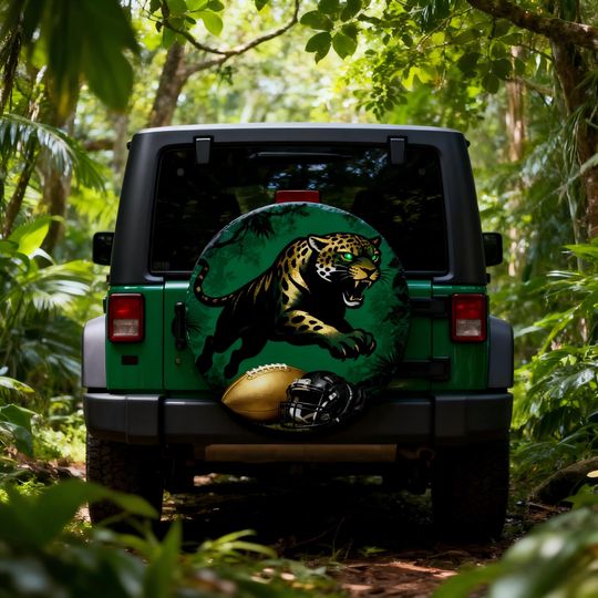 Jacksonville Jaguars Football Spare Tire Cover, Football Fan Gift for Dad Husband