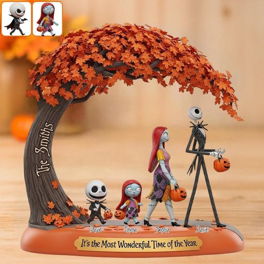 Personalized Jack & Sally Couple Acrylic Plaque | Custom Halloween Family Gift | Romantic Anniversary or Halloween Gift