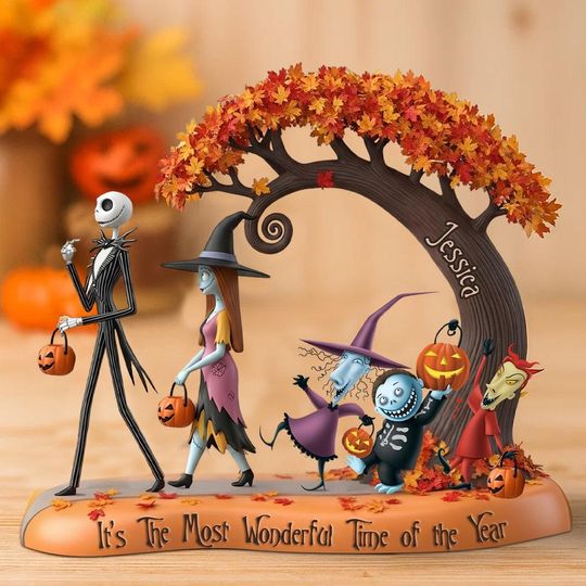 Personalized Jack & Sally Couple Acrylic Plaque | Custom Halloween Family Gift | Romantic Anniversary or Halloween Gift