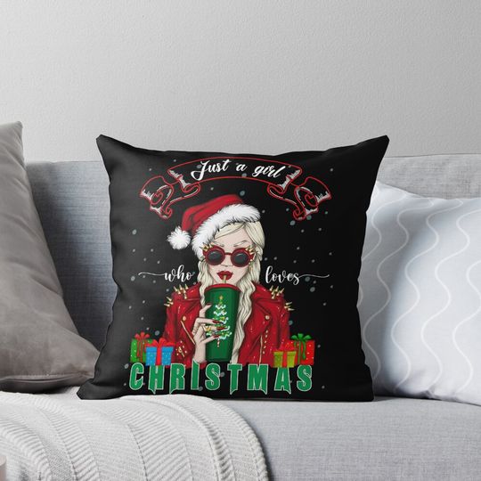 Discover Just a girl who loves Christmas Pillow