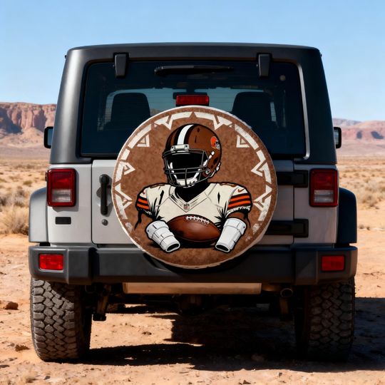 Cleveland Browns Football Spare Tire Cover, Football Fan Gift for Dad Husband