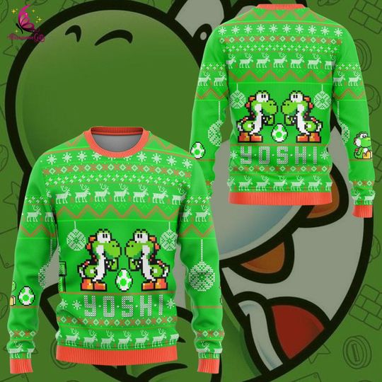 Super Mario Yoshi Ugly Sweater, Bowser Mario Bros Xmas Sweatshirt