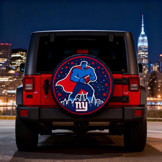 New York Giants Football Spare Tire Cover, Football Fan Gift for Dad Husband