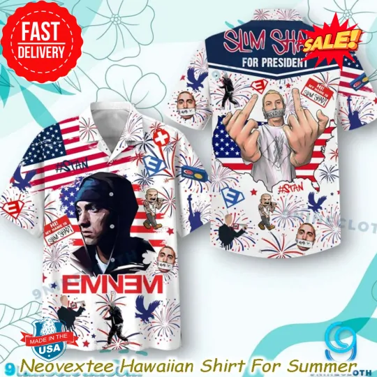 Discover Eminem Slim Shady For President Summer Aloha Music 2025 Hawaiian Shirt