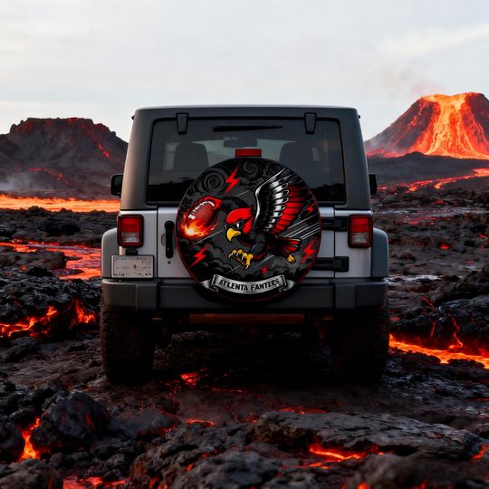 Atlanta Falcons Football Spare Tire Cover, Football Fan Gift for Dad Husband