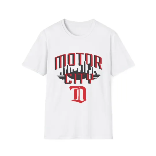 Motor City Detroit Red Wings T-Shirt Vintage Style Tee with Skyline