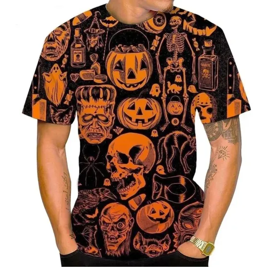 Discover Halloween Pumpkin Head Fashion T-shirt 3D
