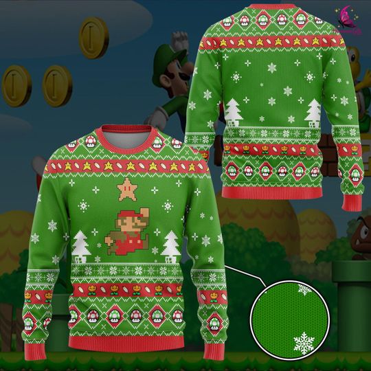 Nintendo Super Mario Ugly Christmas Sweater, Super Mario Bros Christmas Sweater