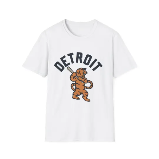 Discover Detroit Tigers Baseball T-Shirt DETROIT Tiger at Bat Graphic Tee 5 Colors
