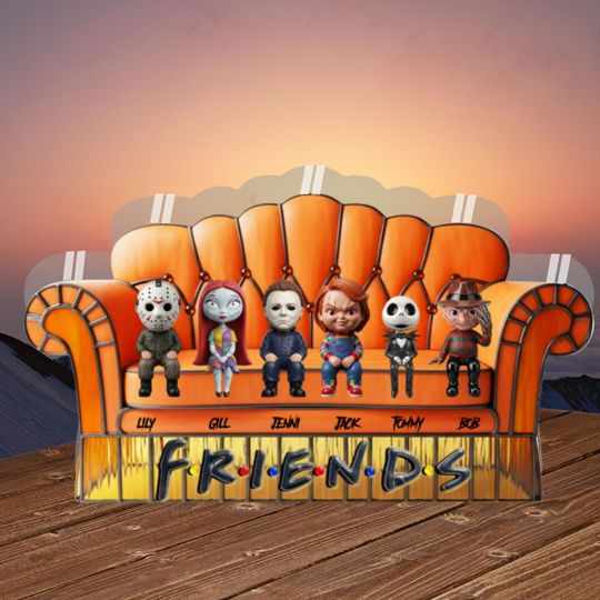 Personalized Horror Friends Shaped Plaque, Custom Scary Movie Character Acrylic Plaque, Halloween Home Decor, Spooky Family Gift