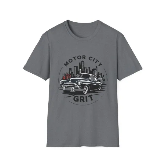 Discover Detroit Motor City Grit Unisex Softstyle T-Shirt, Vintage Classic Car Tee