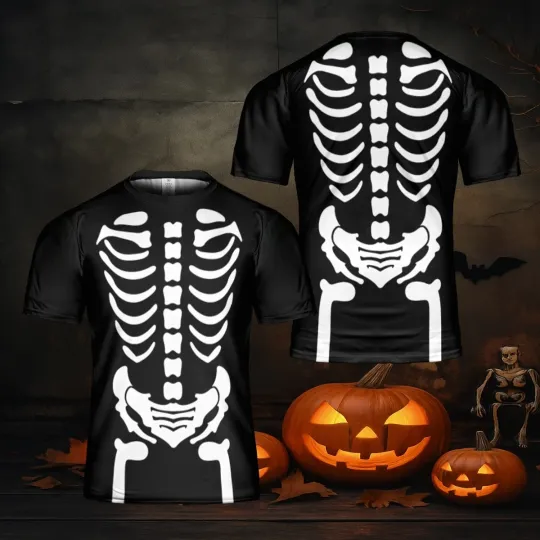 Discover Creepy Skeleton Bones Costume Graphic Tee, Bone Costume All-Over Print T-shirt