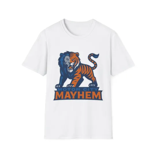 Motor City Mayhem Detroit Liger T-Shirt Graphic Tee Lions Tigers