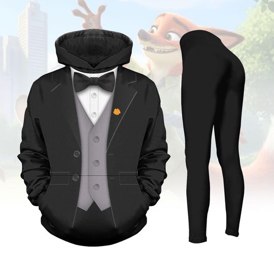 Nick Wilde Suit Cosplay Hoodie Leggings Set, Disney Zootopia 2 Hoodie, Animal Kingdom Hoodie, Nick Wilde Costume, Fun Cartoon Women Outfit