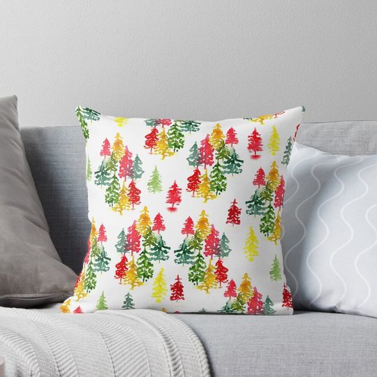 Discover Watercolor Christmas trees Pillow