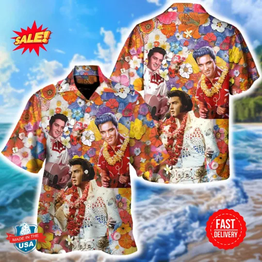 Discover Elvis Presley Floral Pattern Hawaiian Shirt Summer 2025