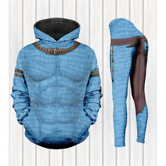 Na'vi Avatar Cosplay Hoodie Leggings Set, Avatar Omaticaya Costume, The Way of Water Hoodie, Animal Kingdom The World of Avatar Women Outfit