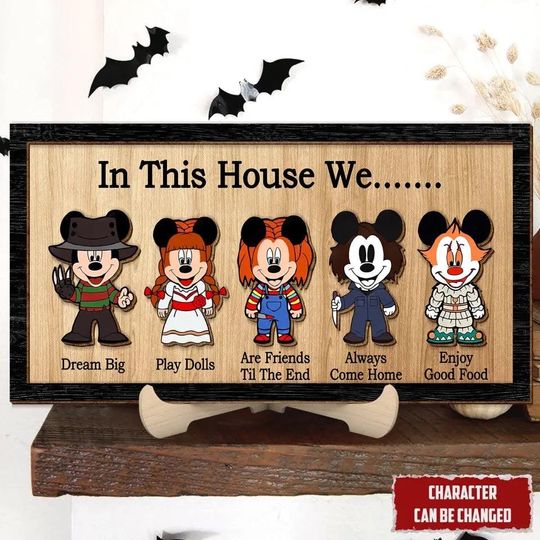 Discover In This House We Horror Mickey Mouse Halloween Wooden Sign, Home Decoration, Scary Movies Halloween Gift Idea, Last October Decor Gift