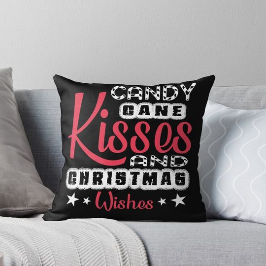 Discover Christmas - Candy Cane Kisses And Christmas Wishes Pillow