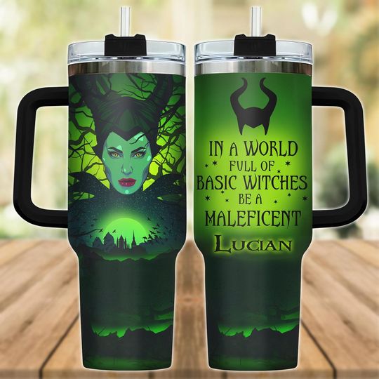 Discover Custom Maleficent Tumbler 40oz, Villain Witch Water Tumbler, Halloween Tumbler, Dark Fairy Insulated Tumbler, Spooky Season Travel Cup