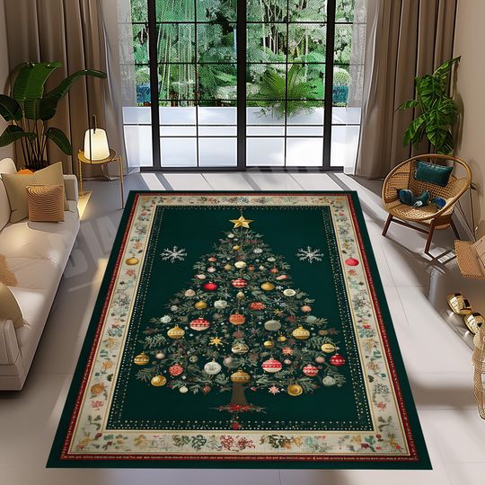 Discover Christmas Tree Velvet Rug: Holiday Home Decor