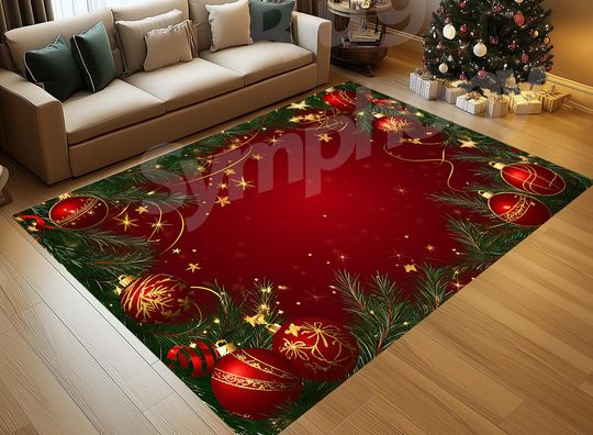Discover Christmas Decoration Rug, Merry Christmas Rug, , Poinsettia rug, Xmas Hallway Rug, Christmas Area Rug, Christmas Carpet, Christmas Rug
