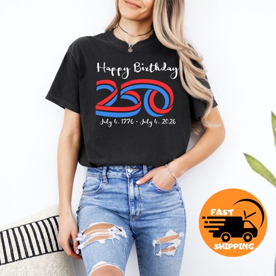 Discover Happy 250th Birthday USA Shirt, America 250 Tee, Patriotic 4th of July Shirt, Semiquincentennial Gift, Independence Day USA Shirt, 1776-2026