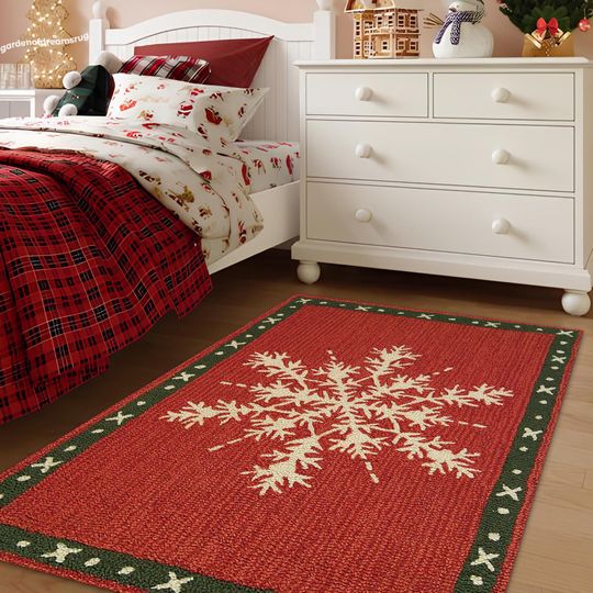 Discover Snowflake Rug,Christmas Rug,Xmas Rug,Merry Christmas Rug,Christmas Gift,Christmas Decor,Noel Rug,NewYear Rug,Christmas Area Rug,Holiday Rug