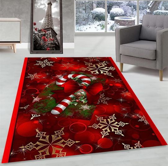 Christmas Candy Cane Rug for Holiday Home Decor