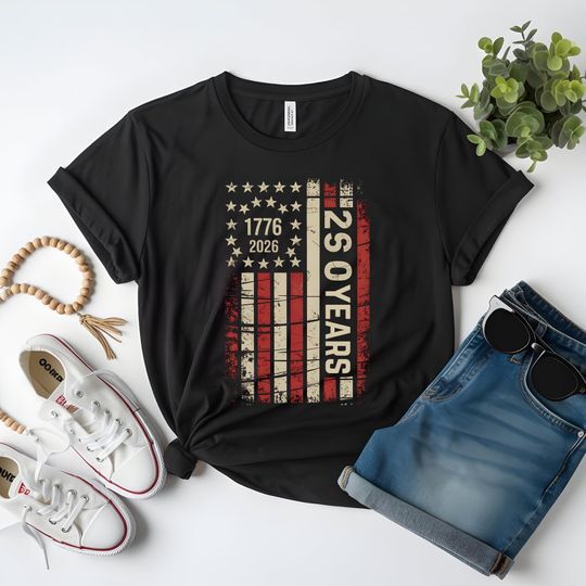 Discover USA 250th Anniversary Shirt: Distressed American Flag, Bella Canvas Tee
