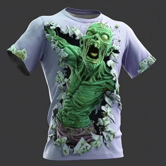Discover HOT!! Halloween Men_s Optical Illusion Zombies Horror Party 3D T-Shirt2