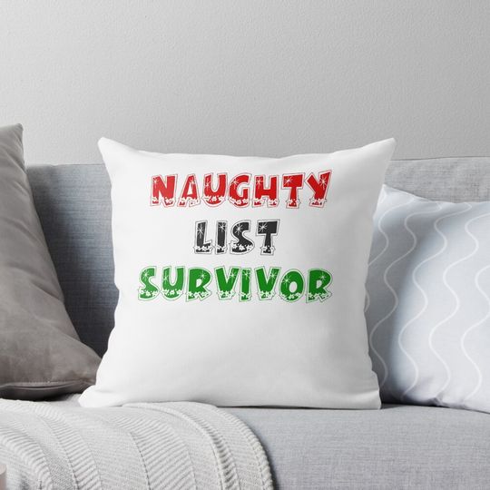 Discover Naughty List Survivor Funny Matching Christmas Pajamas Pillow