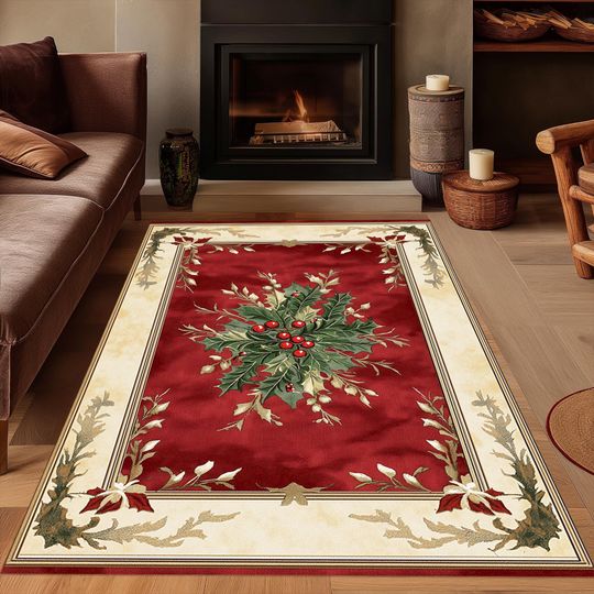 Discover Rustic Christmas Rug: Floral Holiday Decoration