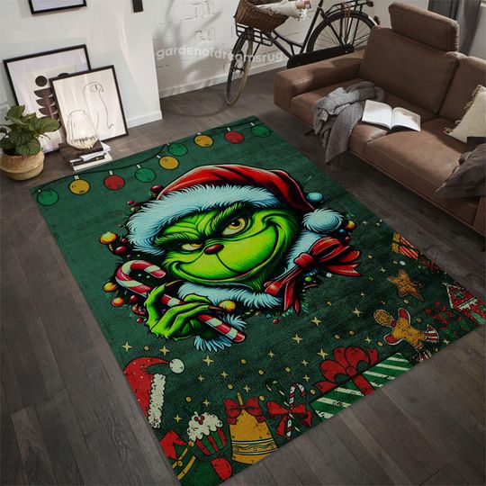 Discover funny character Christmas Rug: Funny Holiday Home Decor