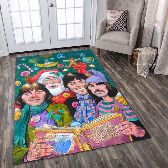 Discover Beatles Rug, Beatles Christmas Rug, Merry Christmas Rug,Fan Rug,Chirstmas Decor,Non Slip Rug,Rugs For Living Room,Xmas for Gift,Washable Rug