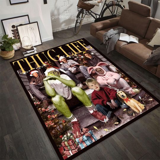 Discover Thug Life Christmas Rug, Xmas Rug, Xmas Movie Rug, Christmas Gifts, Rugs for Living Room,Christmas Decor,Anti Slip Rug,Movie Gifts,Funny Rug