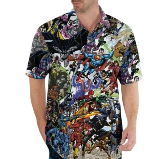 Avengerss Vs Justice League Cover Hawaiian Shirt, Unisex Adults