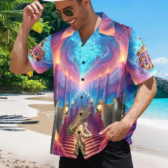 Discover LED ZPELIN Short sleeve Button Hawaiian Shirt Symbols