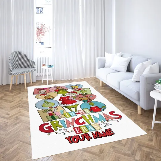 Discover Grin Eras Character Collage Rug | Personalized Holiday Decor